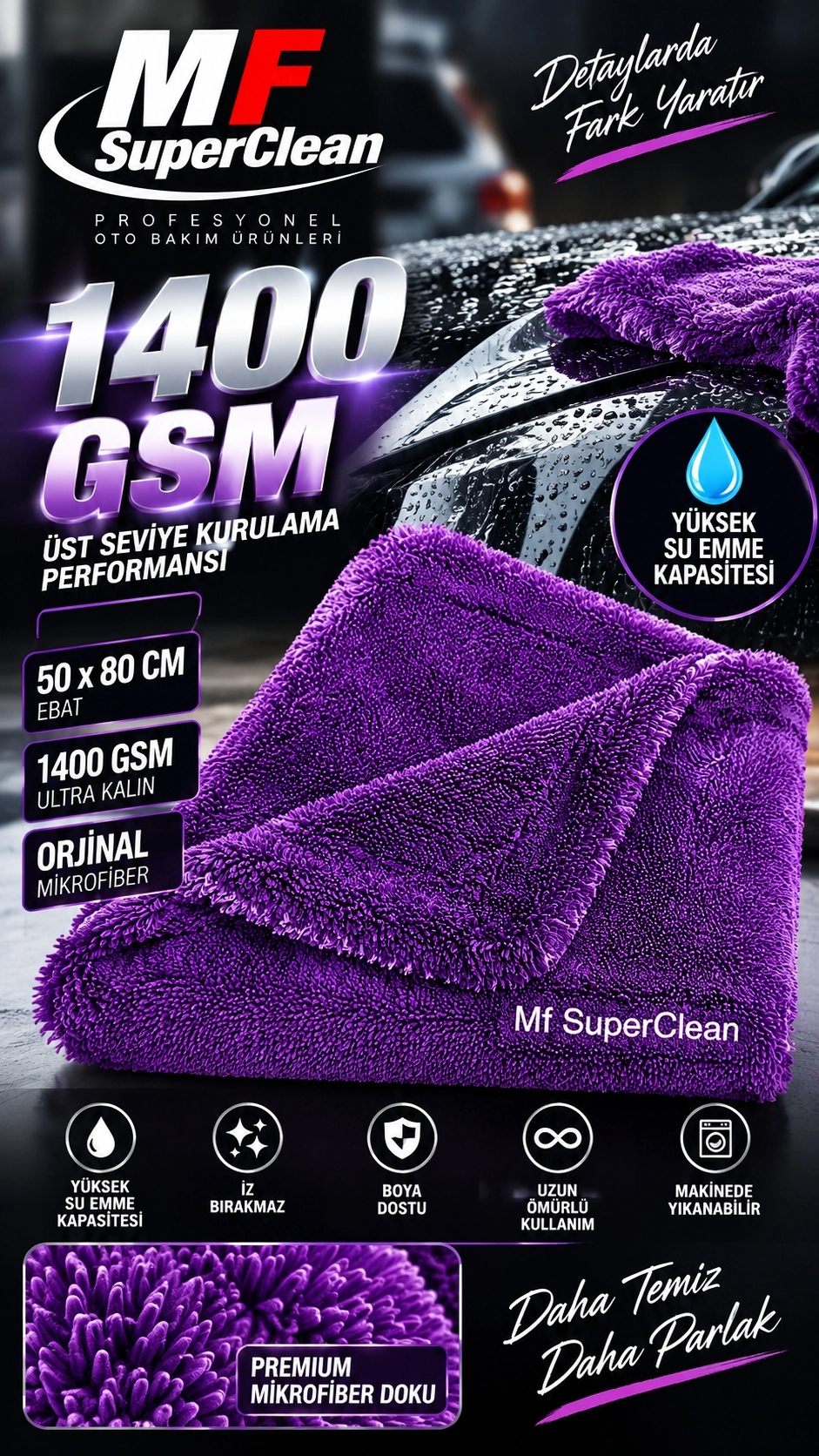SUPERCLEAN DUO  TWIST TOWEL  (50X80 CM ) (1400 GSM )