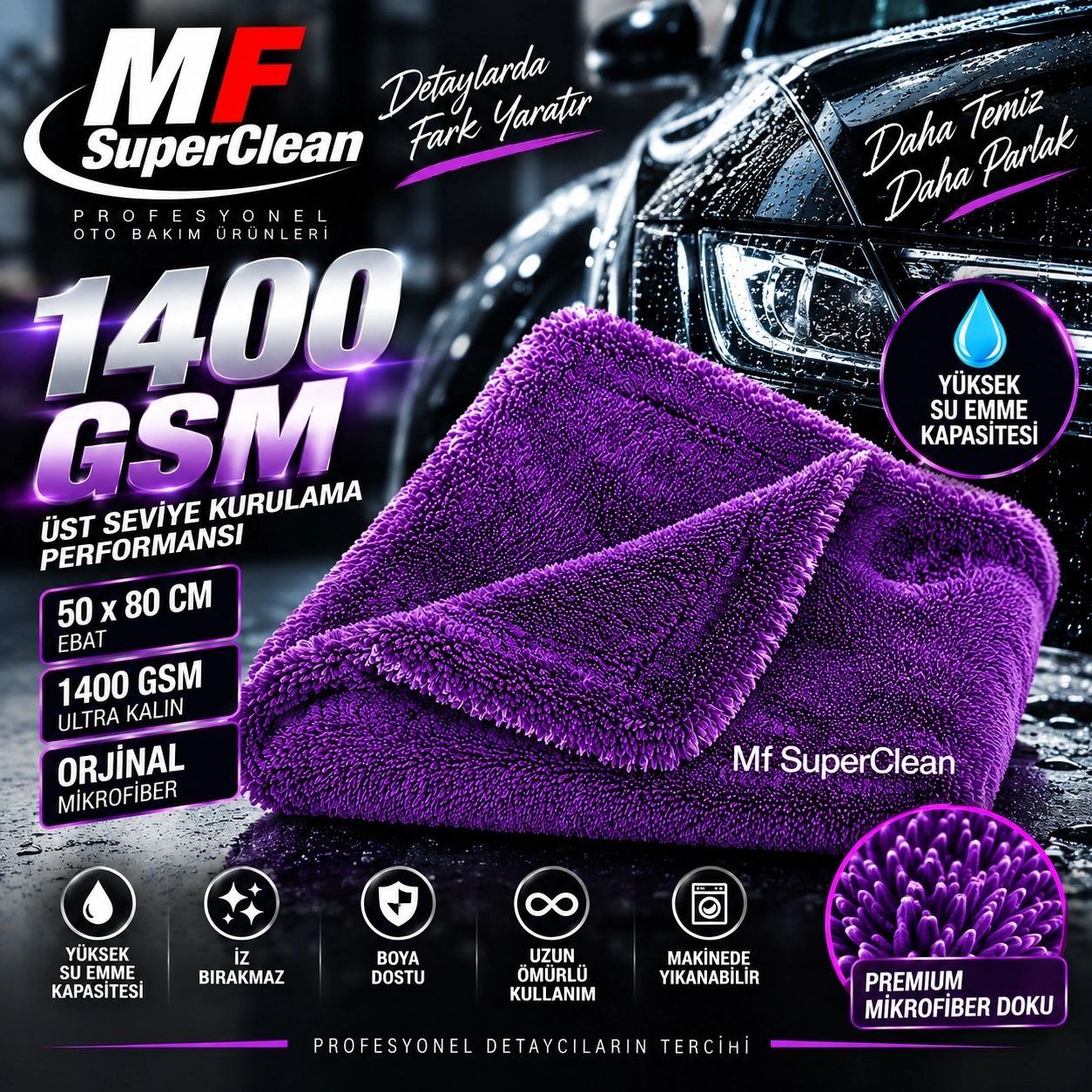 SUPERCLEAN DUO  TWIST TOWEL  (50X80 CM ) (1400 GSM )