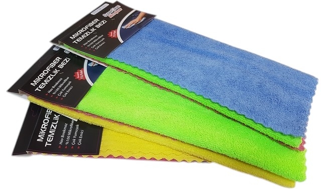 SUPERCLEAN  MİKROFİBER EKONOMİK 3’LÜ GENEL TEMİZLİK  220 GSM    ( 30 X 40 CM)