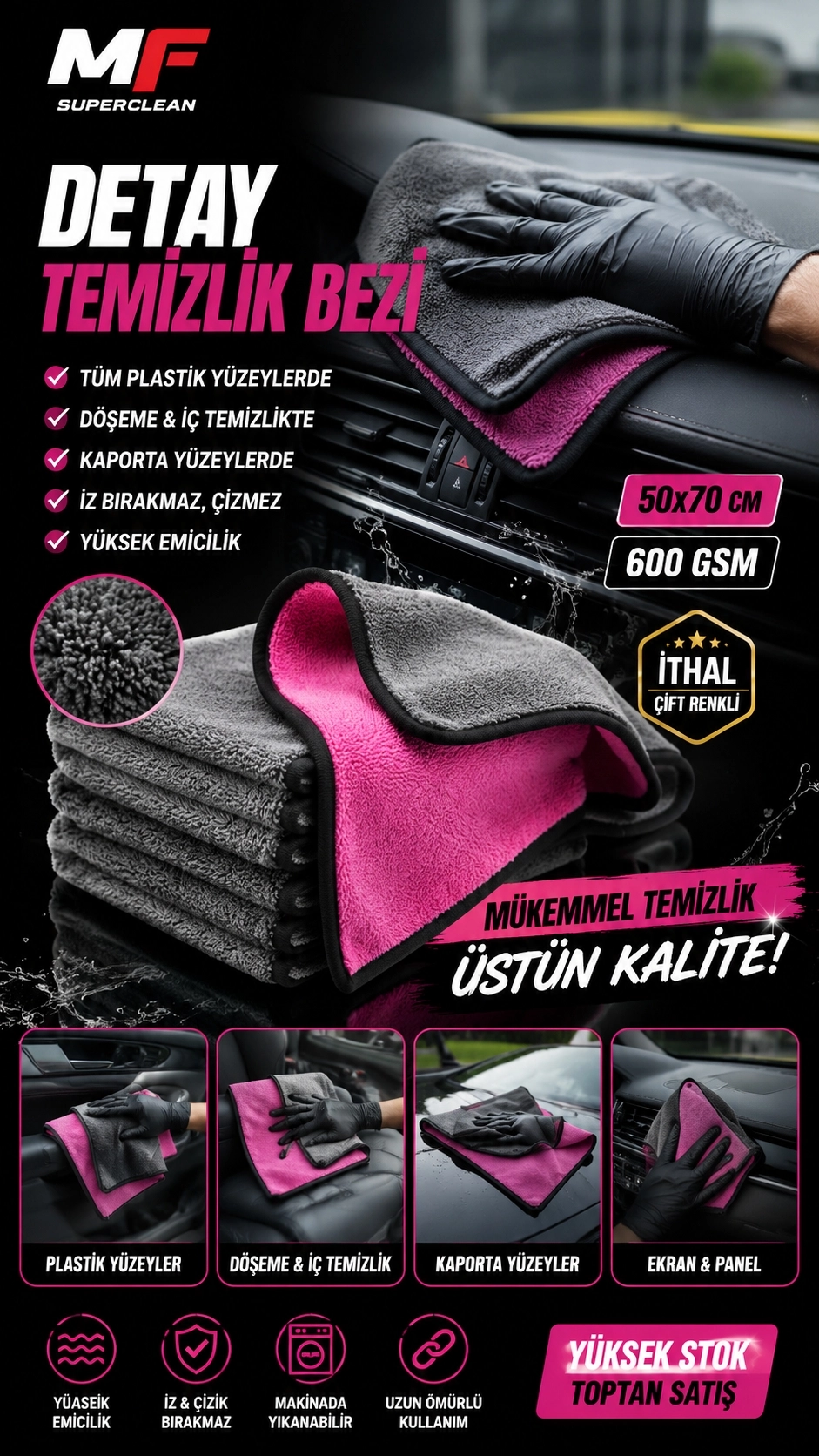SUPERCLEAN OTO KURULAMA BEZİ - 50X70 CM - 600 GSM 