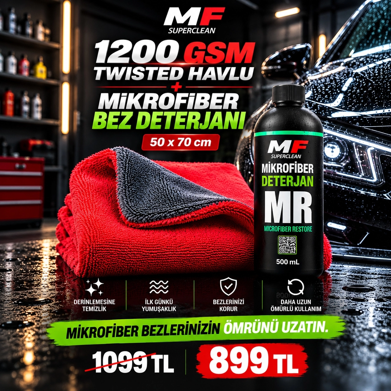 DUO TWIST 1200 GSM + MİKROFİBER DETERJAN SETİ 