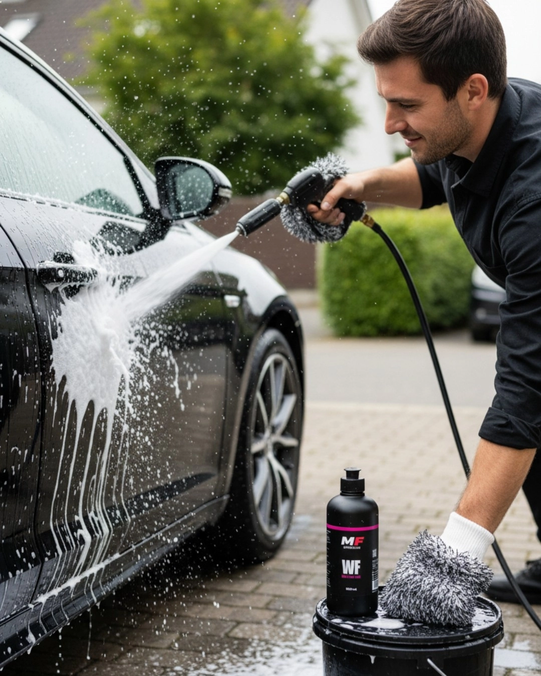 KÖPÜKLÜ OTO YIKAMA BAKIM SETİ - MİKROFİBER BEZ  HEDİYELİ