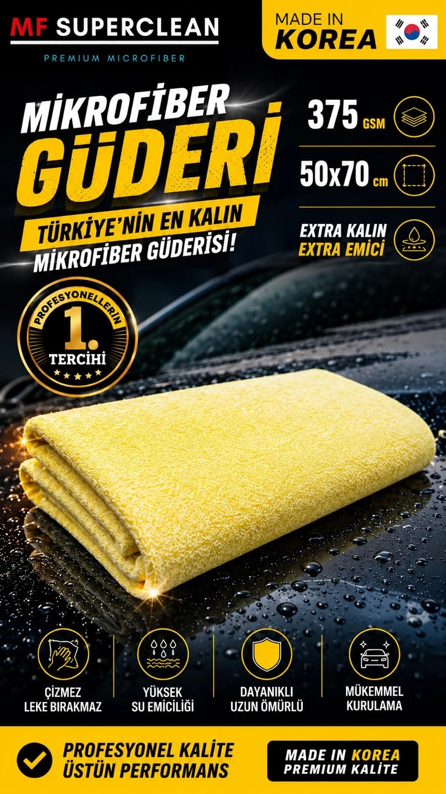 SUPERCLEAN  KALIN GÜDERİ   370 GSM      ( 50X70 CM)